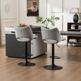 thumbnail image 4 of Kidol & Shellder Modern Bar Stools Set of 2, Adjustable Swivel PU Leather Counter Stools, Armless Kitchen Island Bar Chairs with Hollow Mid Backrest for Home & Bar, Gray, 4 of 8