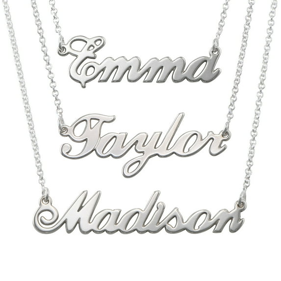 MyNameNecklace - Personalized Unisex Classic Name Necklace for Woman - Custom Cursive Nameplate - Made of 925 Silver Custom Any Name with 16'' + 2" Chain