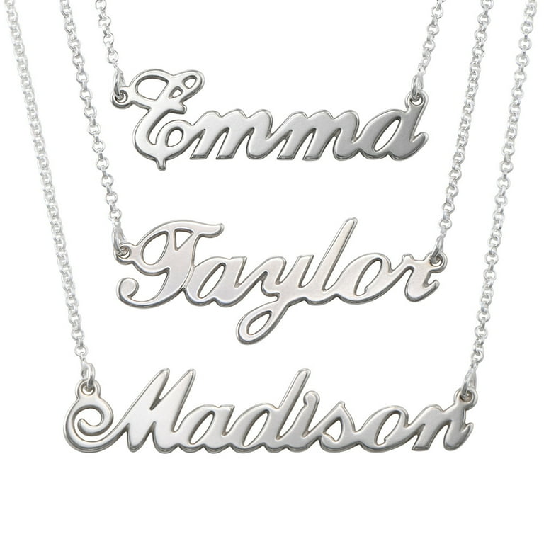 Cursive name shop necklace silver