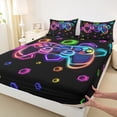 thumbnail image 3 of Homewish Teens Colorful Gamepad Twin Sheet Sets,Modern Gamer Twin Fitted Sheet,Multicolor Hockeycomb Hexagon 03 For Boys Kids,Ultra Soft Home Decor,3-Piece, 3 of 7