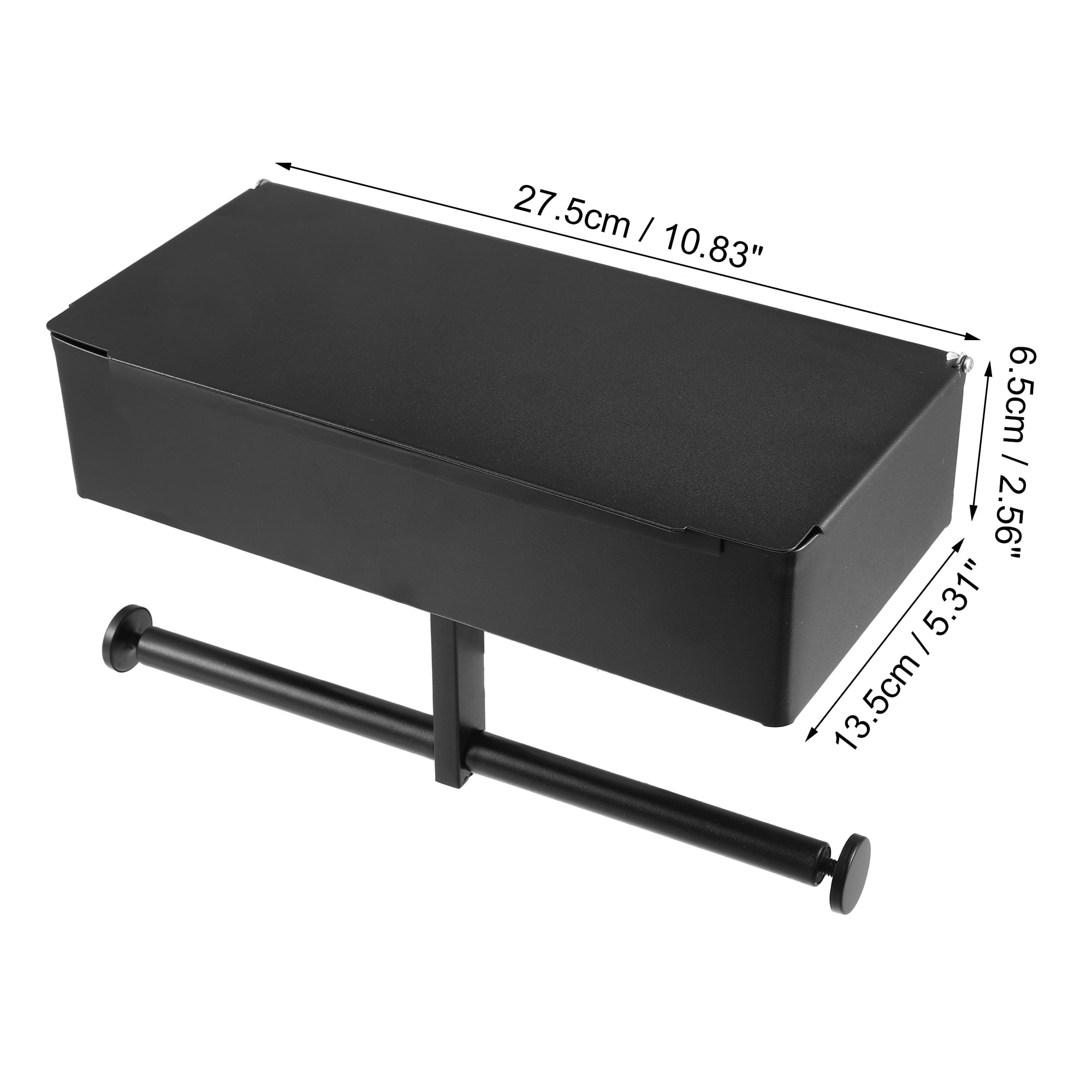 Unique Bargains Toilet Paper Holder Double Roll Tissue Holder Wall Mount for Kitchen Bathroom Black