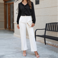 thumbnail image 5 of SOMER Long Sleeve Shirts for Womens Tops Ruffle V Neck Peplum Blouses for Women Dressy Casual Black Business Spring Elegant, 5 of 6