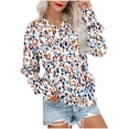 thumbnail image 2 of CLOISE Sweatshirts for Women Long Raglan Sleeve Pullover Tops Floral V Neck Shirts Fleece Loose Trendy Outdoor Fall Outfits with Pockets Blue 2XL, 2 of 5