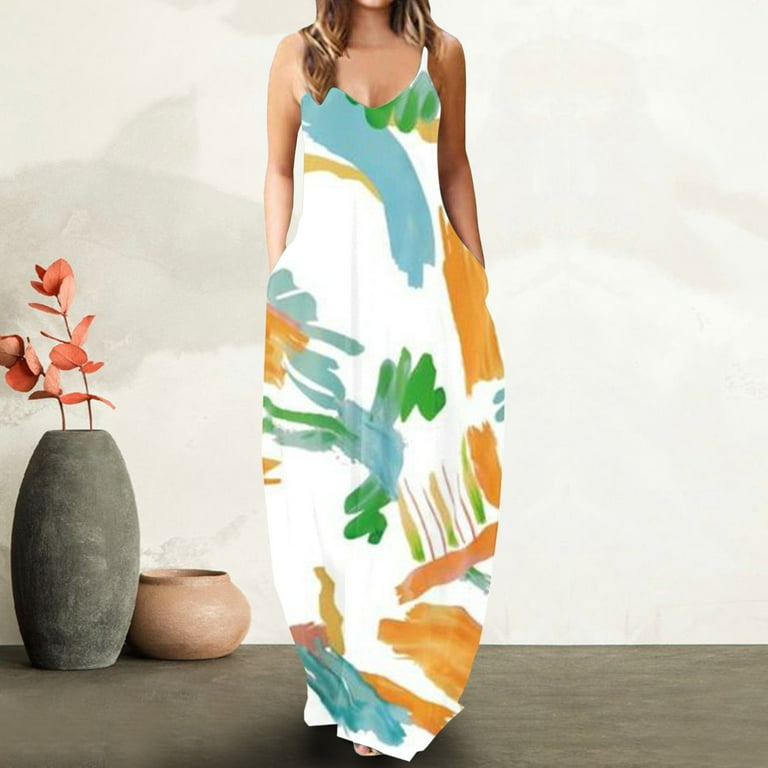 Long Maxi Dress for Women, Summer Sun Dresses with Pockets