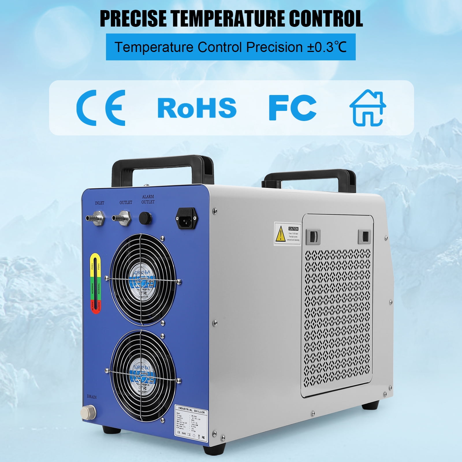 Yesfashion Industrial Water Chiller CW3000 Cooling System, SXYCMY 110V 9L Capacity 2.6gpm Water Cooling System for 40W-80W CO2 Laser Engraving & Cutting Machines, 50W / ℃ of Radiating Capacity