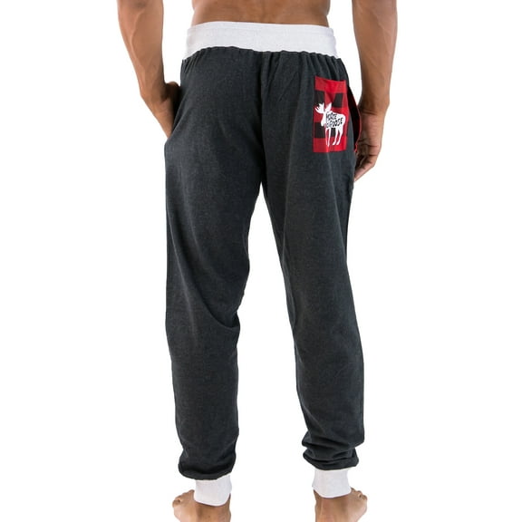 LazyOne Men's Jogger Sweatpants, Cozy, Warm, Pockets, Moose Caboose (Medium)