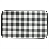 Buffalo Check Printed Anti-Fatigue Kitchen Floor Rug Mat In Black And White, 18" X 30"