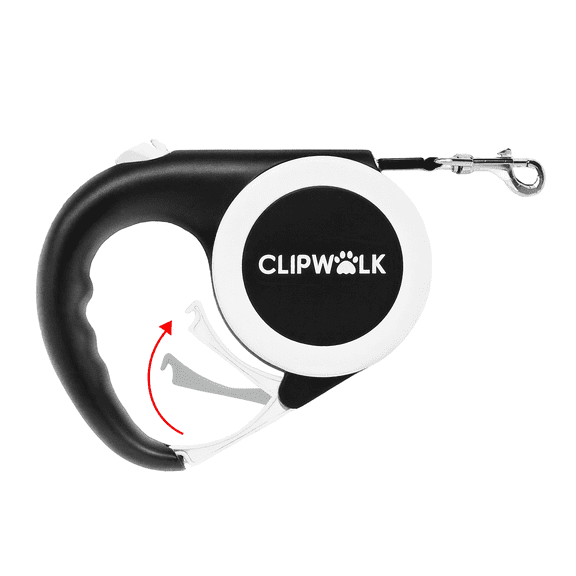 ClipWalk Hands-Free Retractable Dog Leash, Clip on Handle, 16ft, 25lb