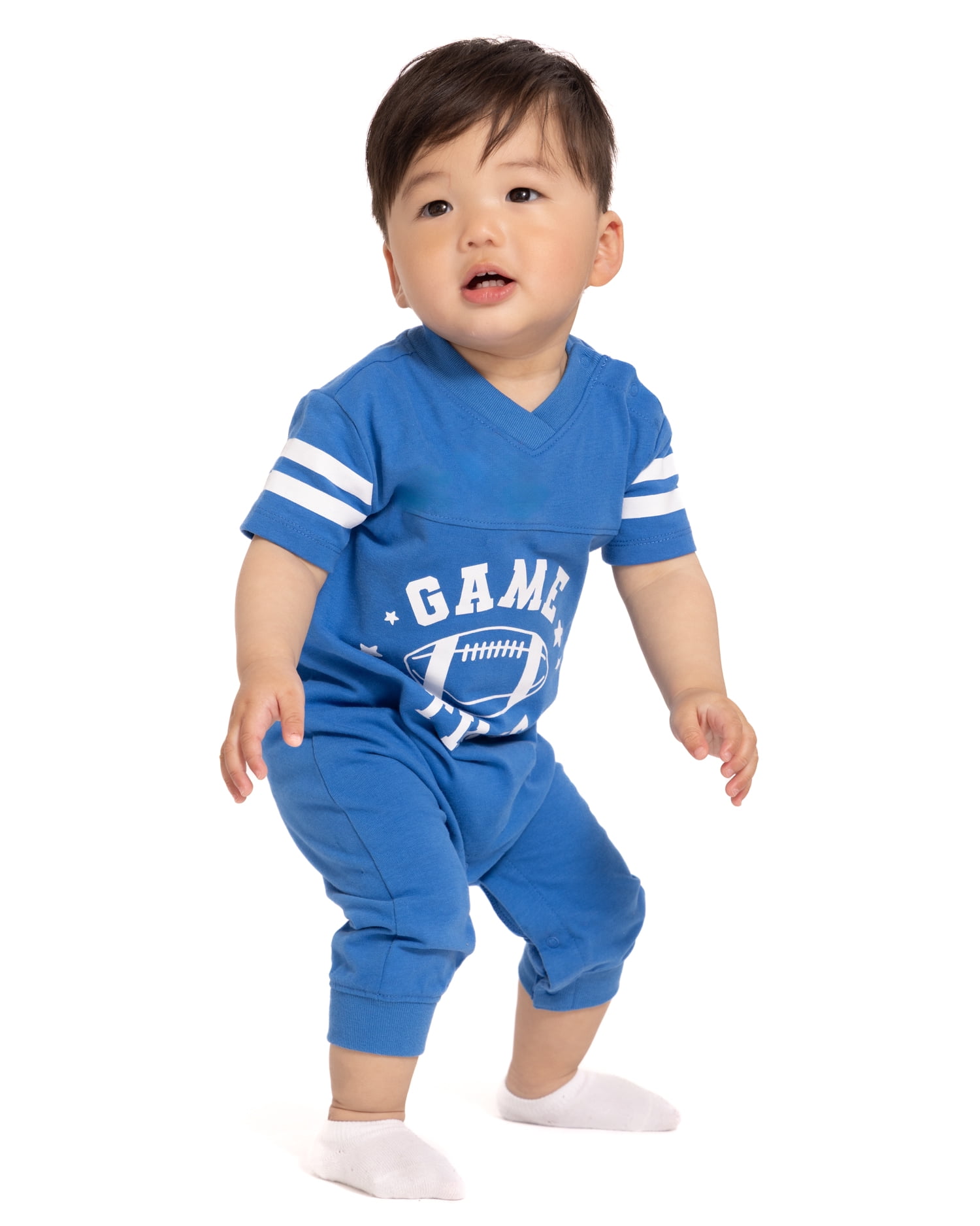 Wonder Nation Baby Boys Varsity Romper with Short Sleeves, Sizes 0/3M-24M