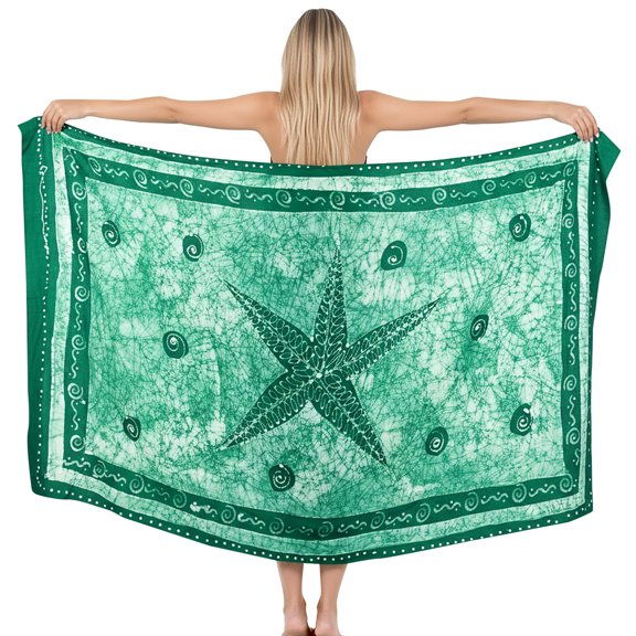 HAPPY BAY Women's Bikini Wraps Sarong Cover up Wrap Skirt Bathing suit Swimwear Swimsuit Beach Coverup for Women One Size Starfish, Green