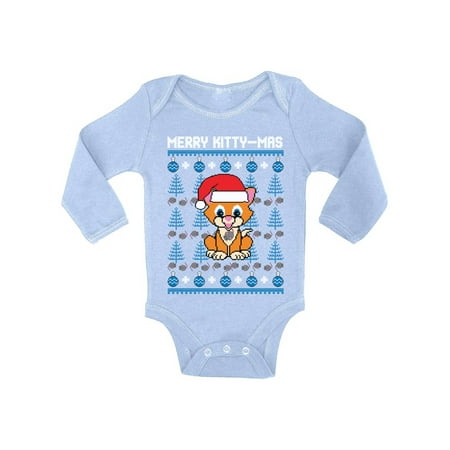 

Awkward Styles Ugly Xmas Baby Outfit Bodysuit Merry Christmas Kittymas Baby Romper