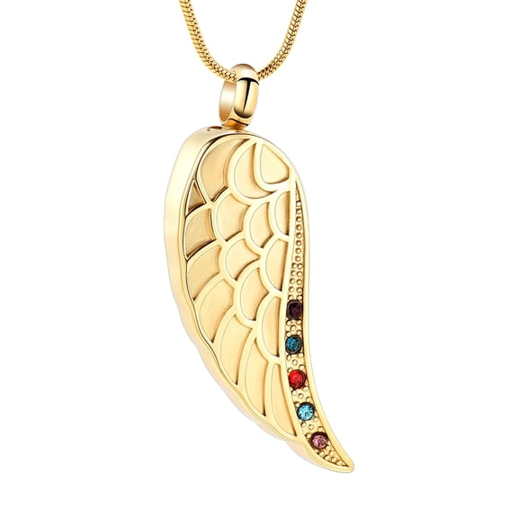 Crystal Angel Wing Cremation Jewelry Urn Necklace for Ashes for Women Men Stainless Steel Urn Pendant Ashes Holder Memorial Jewelry