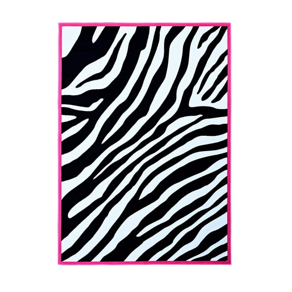 Furnish My Place Indoor Area Rug for kids - 4 ft. 5 in. x 6 ft. 9 in., Multicolor, Zebra Pink Rug with Jute Backing