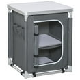 thumbnail image 1 of Outsunny Table de Camping en Aluminium, Organisateur de Rangement à 2 Tablettes pour BBQ, Gris, 1 of 10