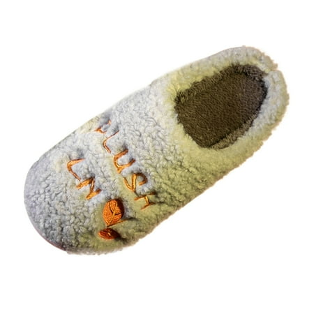 

crtigd Winter Couples Men Warm Home Baotou Plush Soft Bottom Comfortable Color Matching Flat Cotton Mop Slippers Mens
