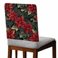 thumbnail image 2 of Christmas Flower Chair Covers Set of 8 Poinsettia Leaf Red Floral Chair Back Covers Stretch Removable Washable Slipcovers Protector for Dining Room Kitchen Party Decor, 2 of 5