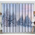 thumbnail image 1 of ABPHQTO Paisaje de invierno brumoso en las montañas Amanecer Cortina de ventana Cortina de cocina Panel de cortinas de ventana 130x210 cm (Dos piezas), 1 of 1