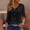 Black, variant on Womens Summer 2026 Hollow Out Blouses 3/4 Length Sleeve Business Tops Dressy Casual V Neck Cute T-Shirts v Neck Eyelet Shirts Dressy Casual Holiday Vacation Tunic Blouses