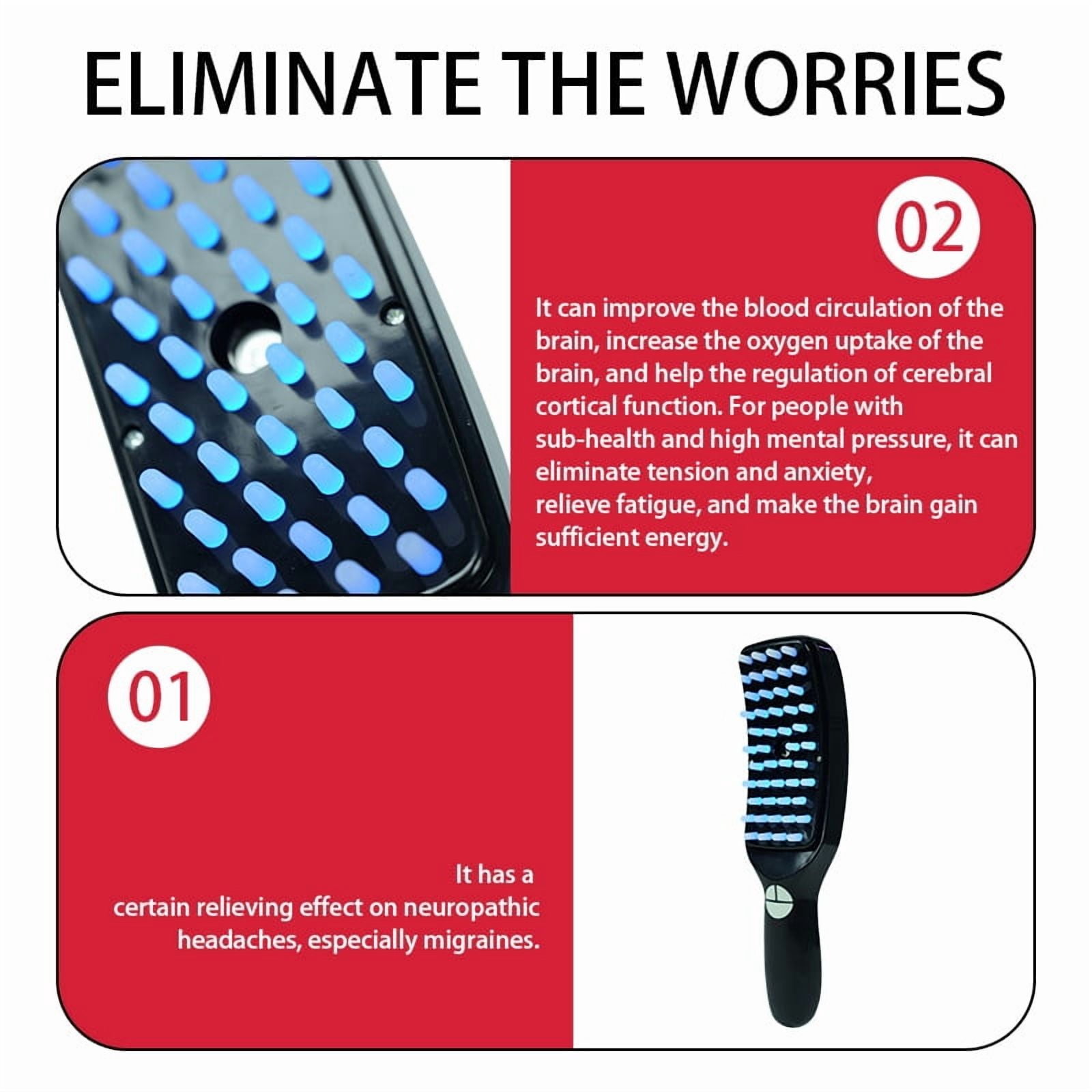 Electric Massage Comb Blue Red Light Therapy Vibration Hair Massage Scalp Brush Negative Ion Spray Hair Growth Massager