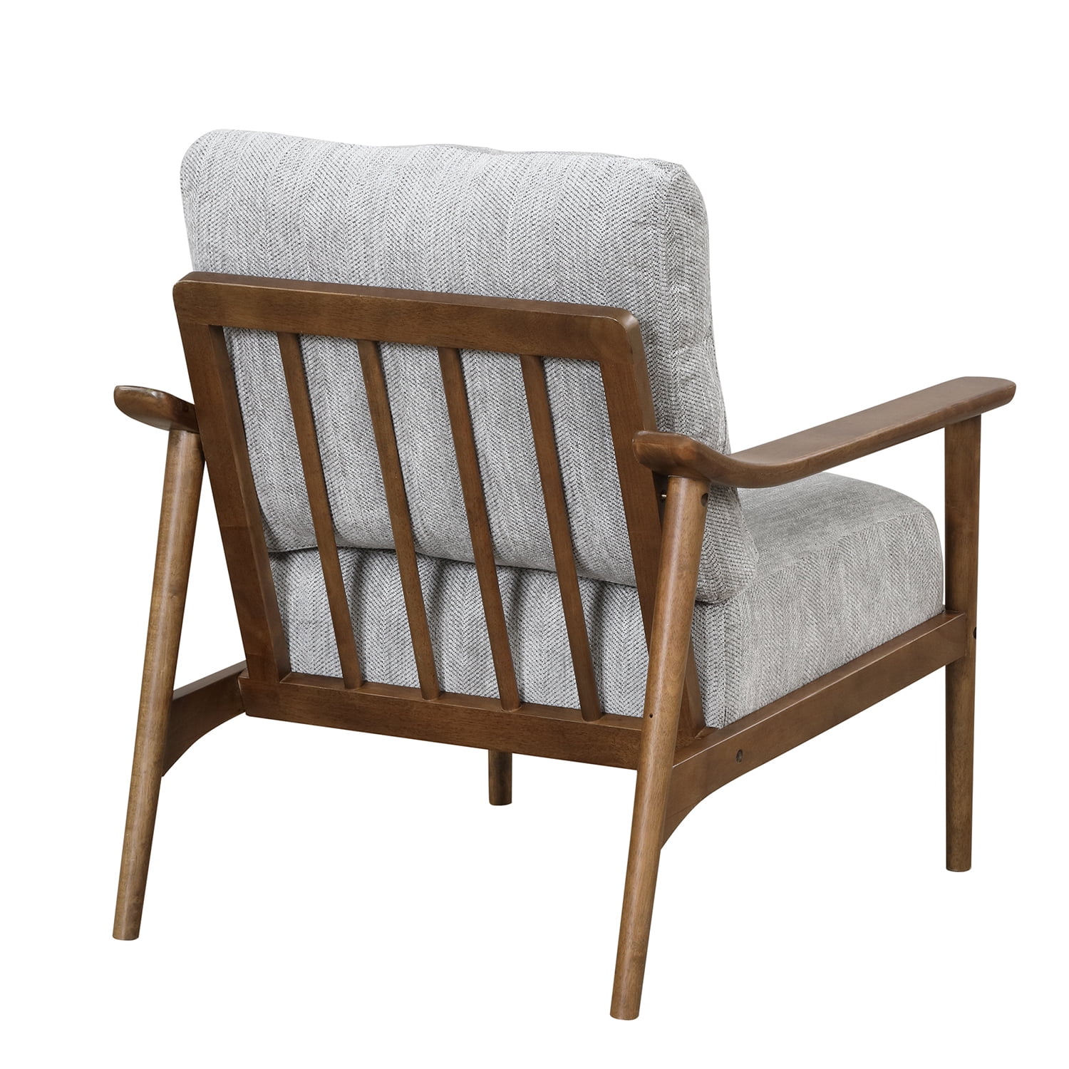 Kadyn Mid Century Modern Chair, Linen Arm Chair with Solid Wood Frame, Thick Pad Upholstered Accent Chair for Living Room, Brown