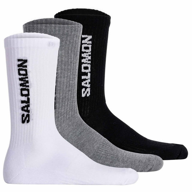 Salomon Calcetines unisex, lote de 3 - EVERYDAY CREW, tejido de rizo, zona de sujeción, logotipo Negro/Blanco/Gris 39-41