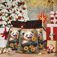thumbnail image 6 of Rocae Elegant Cute Panda Sunflower Print Christmas Drawstring Linen Gift Bag with Drawstrings Treat Bag Goody Present Bags for Christmas Party Favor, 6 of 8
