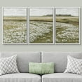 thumbnail image 2 of PixonSign Framed Wall Art Set White Daisy Flower Country Farm Field Nature Wilderness Modern Artwork Watercolor Landscape Decor Chic for Living Room, Bedroom, Office - 24"x36"x3 Panels White, 2 of 5