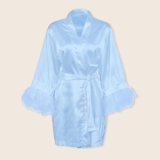 Bata de dama de honor para dama Color sólido estilo corto frente abierto ropa de fiesta holgada