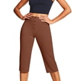thumbnail image 2 of JGGSPWM Capri Pants for Women Dressy Casual Summer Cropped Pants High Waisted Loose Fit Yoga Work Dress Capris with Pockets Brown L, 2 of 5