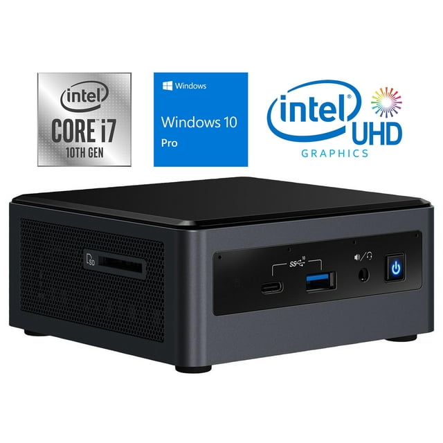 Intel NUC10i7FNHN Mini PC, Intel Core i7-10710U Upto 4.7GHz, 32GB RAM, 2TB SSD, HDMI, Thunderbolt, Card Reader, Wi-Fi, Bluetooth, Windows 10 Pro