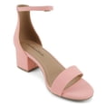 thumbnail image 4 of Cityclassified Shoes Women Low Chunky Block Heel Sandals Open Toe Ankle Strap WEEKEND-S Light Pink Coral Nubuck Suede 7.5, 4 of 5