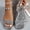 Silver, variant on Women's Sparkly Rhinestone Sandals - Gold Ankle Strap Flats, Adjustable Open-Toe Footwear for Party, Wedding & Vacation Silver 8.5(41)