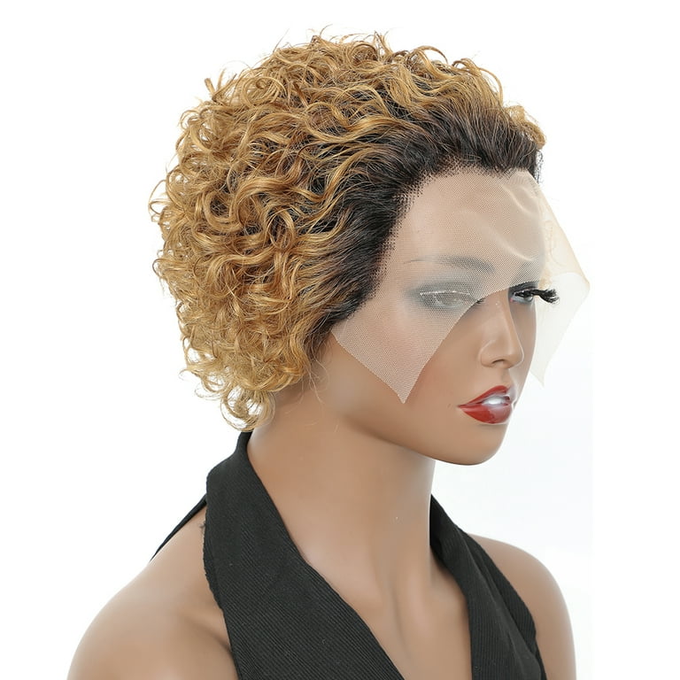 Short brown curly hair wig deals