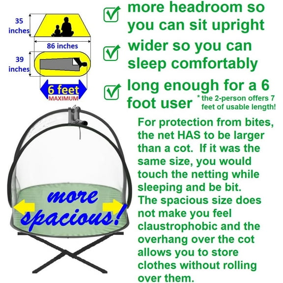 Pop up Mosquito Net Tent for 1 Person (Tarp Floor)