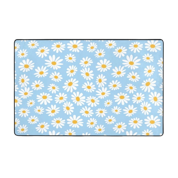 Area Rugs For Living Room Decor - Floral Daisy Anti Slip Throw Washable Rugs 3x5 For Bedroom, Soft Indoor Carpet For Bedroom Living Room 60x39In