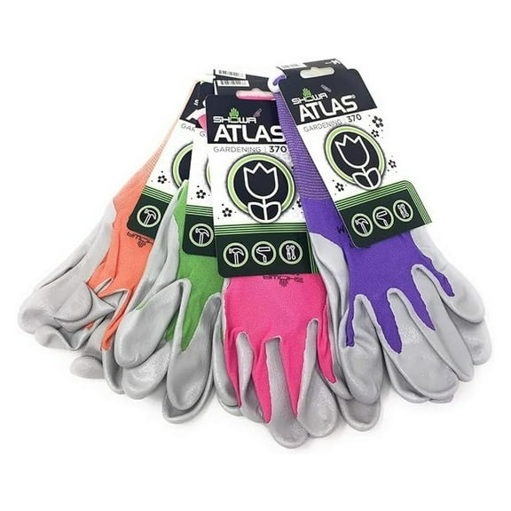 4 Pack NT370 Atlas Nitrile Garden Gloves - Small (Assorted Colors)