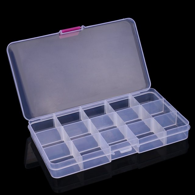Plastic 15 Slots Jewelry Storage Box Case Organizer Bead B