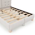 thumbnail image 4 of DreamBuck Bed Frame Full Size, Upholstered Platform Bed with Headboards, Wooden Bed Frame with Leather Decoration and Support Legs, Queen Bed Frame for , Boys, Girls, Teens, Easy Assembly, Beige, 4 of 9