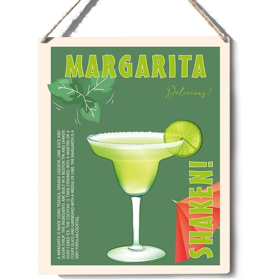 New Door Sign Funny Cocktail Sign Decor Margarita Wooden Sign Porch Decor Hanging Wooden Wall Sign Home Garden Yard Signs Plaque Gifts, 12x8 Inch