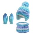 thumbnail image 2 of Kids Winter Hat Scarf Gloves Set, Girls Boys Toddler Warm Fleece Beanie Knit Neck Scarf Mittens Christmas Gift, 2 of 8