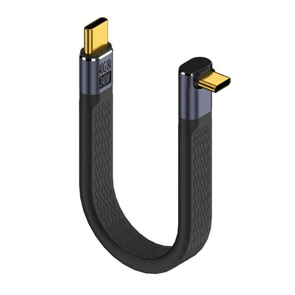 Fast Charging Short Cable 40Gbps USB Type C 4.0 Flat Soft Data Cable, for Thunderbolt 3/4 Power Bank Smartphone, 13cm/5.1in