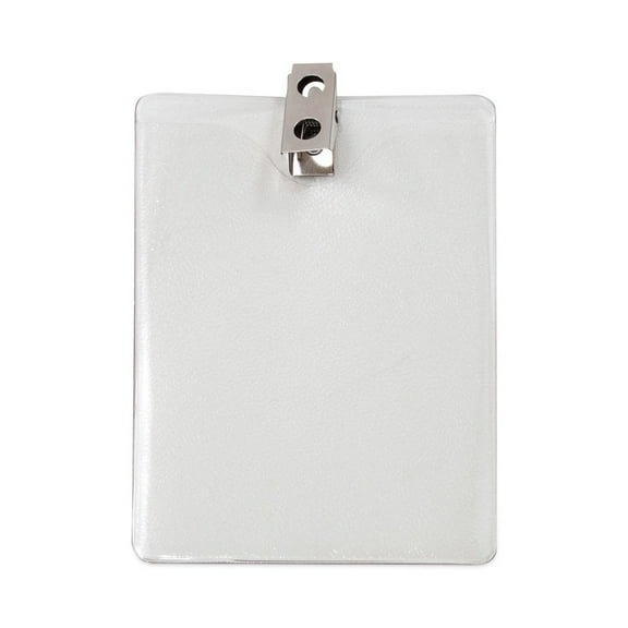 Advantus ID Badge Holder w/Clip, Vertical, 3w x 4h, Clear, 50/Pack