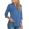 thumbnail image 2 of VERABENDI Women's Tops Plus Size 3/4 Length Long Sleeve Shirts Dressy Casual V Neck Tunic Blouses (M-4XL), 2 of 4