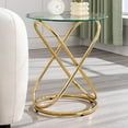 thumbnail image 2 of BECHAEO 19.7" Round Glass Gold Side Table Set of 2 with Gold-Plated Metal Ring-Shaped Frame for Living Room, Modern Round Glass End Table Nightstand for Bedroom, Small Side Table for Small Spaces, 2 of 16