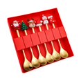 thumbnail image 1 of Juego de 6 cubiertos navideños con estuche de regalo, cuchara de café, cuchara de postre navideña, vajilla para pasteles, helados, fiestas, cocina Estilo C, 1 of 8