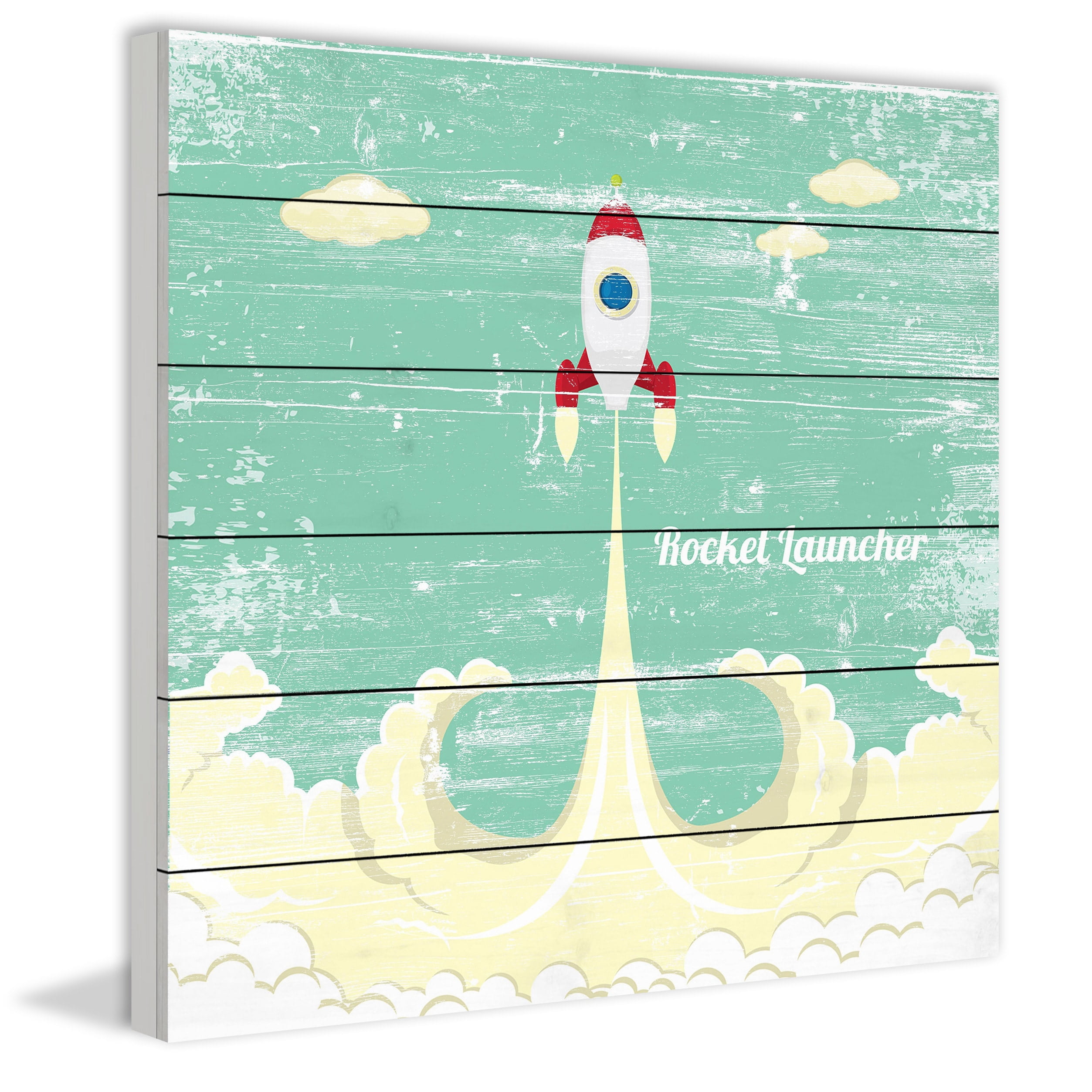 Rocket Launcher Painting Print on White Wood