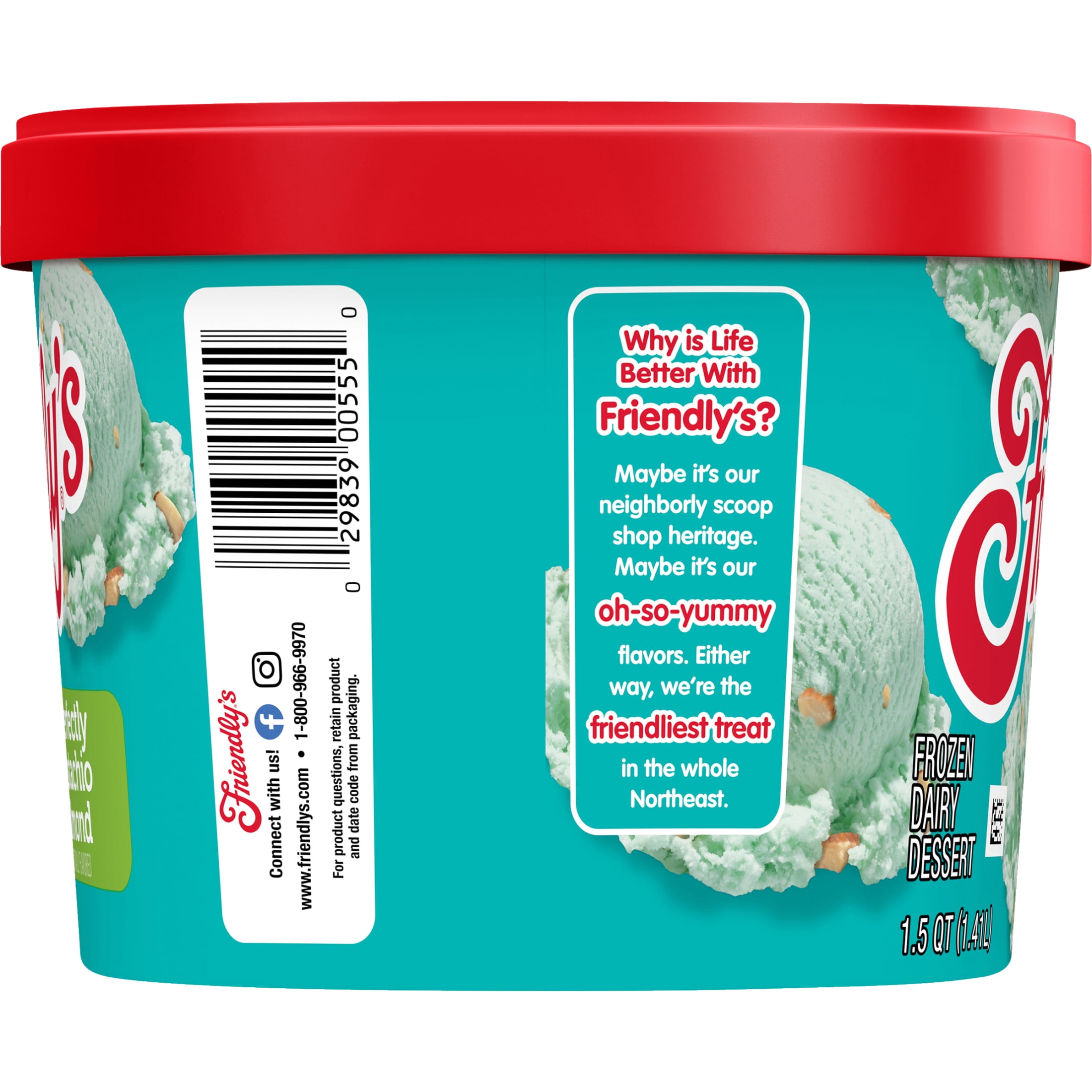 Friendly's Perfectly Pistachio Almond Frozen Dairy Dessert, 1.5 Quart