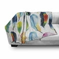 thumbnail image 3 of Colorful Soft Flannel Fleece Throw Blanket, Watercolor Feathers Hand Drawn Pattern Birds Animals Theme Illustration, Cozy Plush for Indoor and Outdoor Use, 50" x 70", Multicolor, by Ambesonne, 3 of 6