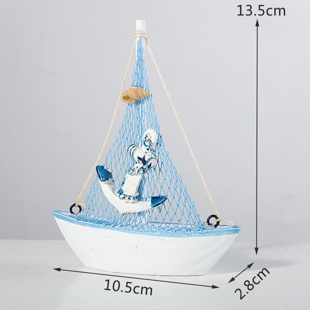Adornos artesanales de vela de 14 cm, modelo de barco de vela de madera de estilo mediterráneo, accesorios de decoración del hogar, regalos de decoración de sala de estar