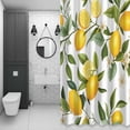 thumbnail image 4 of Yellow Lemon Shower Curtain for Bathroom Decor, Green Leaf White Flowers Farm Plant Summer Waterproof Fabric Shower Curtain, 72"x72" Set with 12 Hooks, 4 of 9